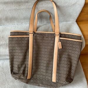 Coach F77014 Vintage Large Signature C Canvas w/Vachetta Leather Trim Tote Bag